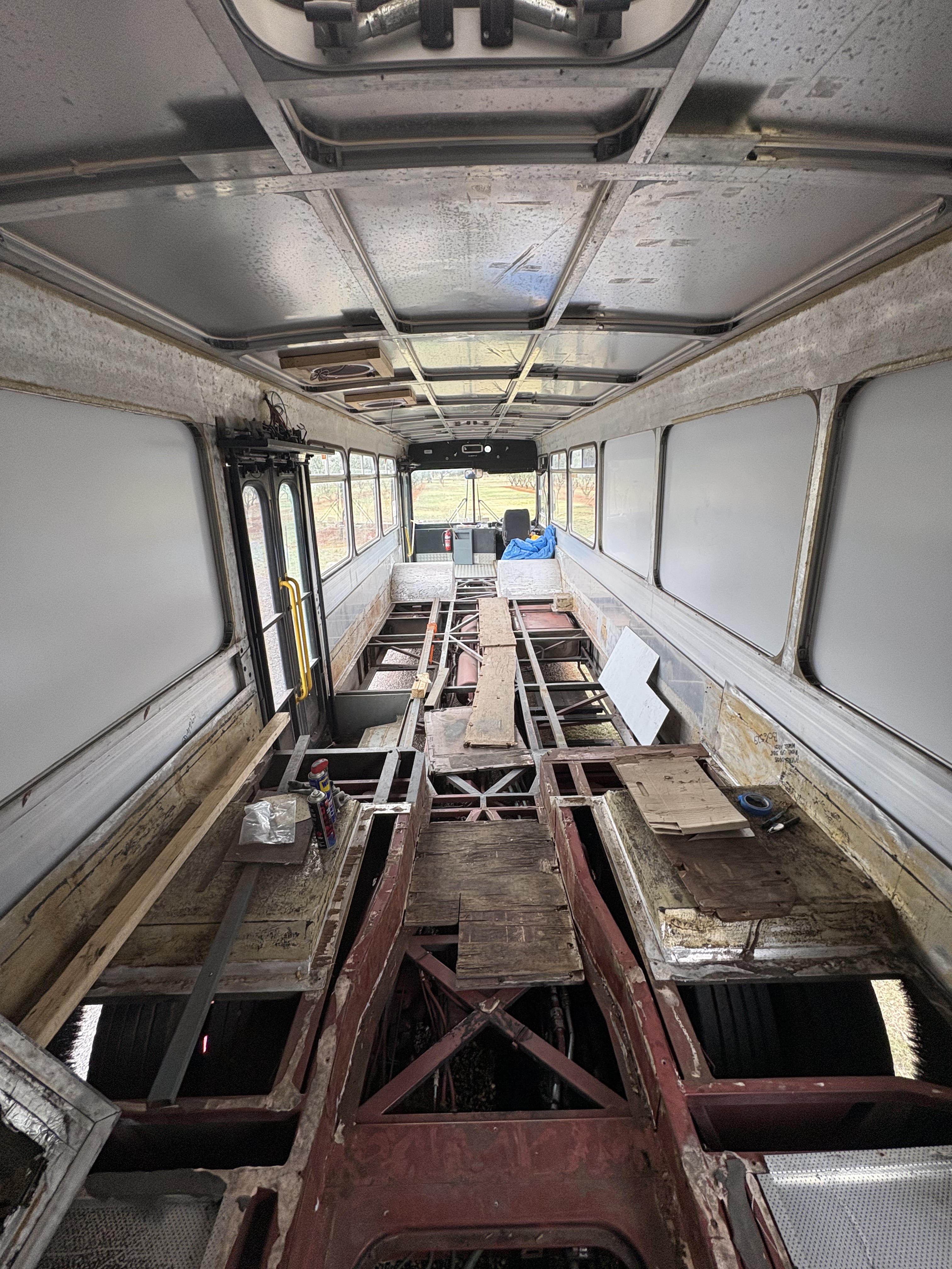 Inside the bus stripped